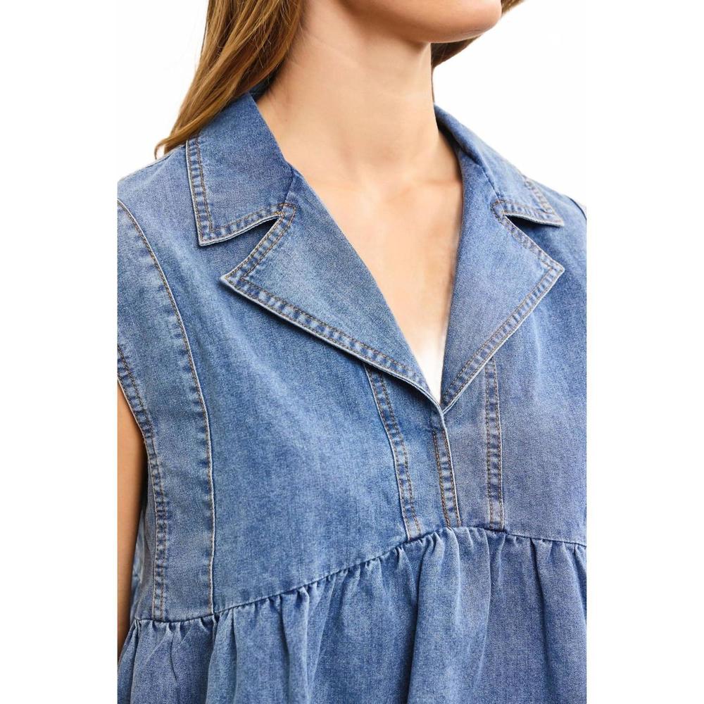 NEW MUSTARD SEED down for denim peplum top in blue - Picture 5 of 5